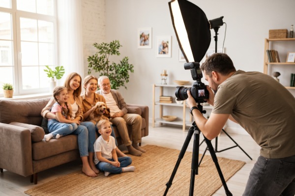 Cómo hacer fotos de familia en casa