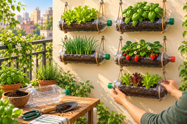 Cómo hacer un huerto vertical con botellas de plástico