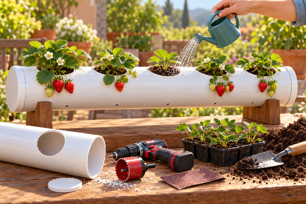 Cómo sembrar fresas en tubo de PVC paso a paso